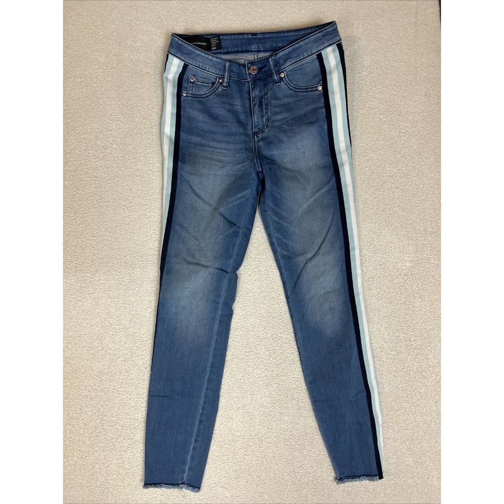 ARMANI EXCHANGE WOMEN'S J10 SKINNY SIDE-STRIPE RIPPED JEAN 26 R